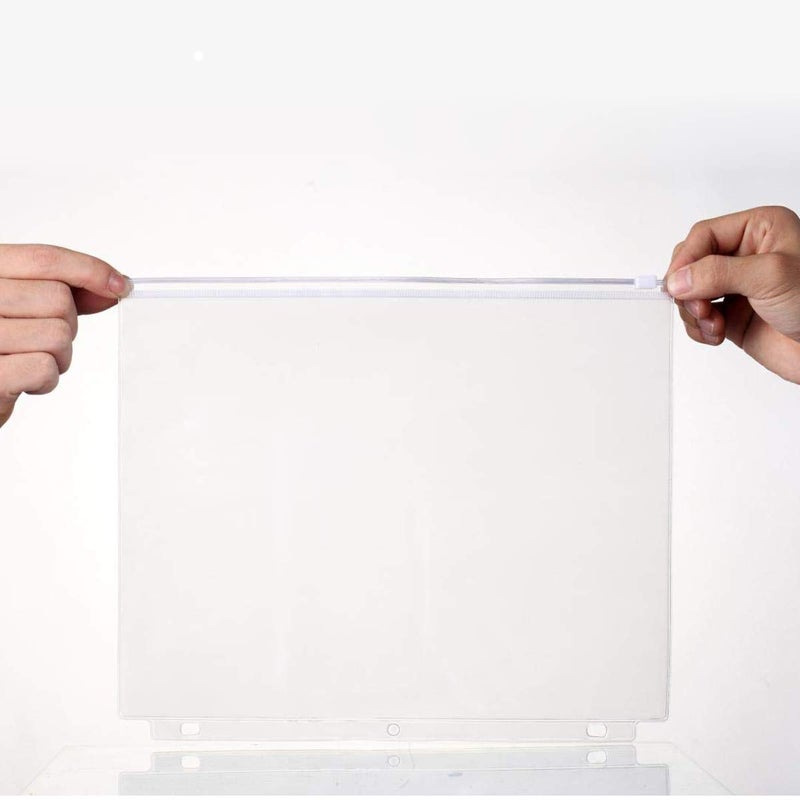 YoeeJob 3 Holes Clear PVC Zipper Binder Pocket Insert Pages Letter Size  8 1/2"" x 11 Loose Leaf Binder Filing Storage Bags 15 Per Pack - Image 4